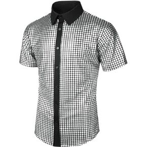 Lars Amadeus Metallic Shirts for Men's Short Sleeves Costume Disco 70s 80s Shiny Shirt