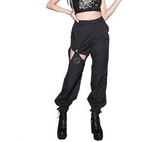 Black Novelty Pants for Women,Baggy Cargo Pants Gothic Rock Style