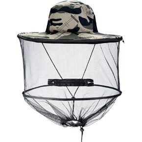 ACBungji Head Net Hat Removable Sun Bee Safari Bug Hats with Netting for Fishing Hunting Gardening Outdoors UV Protection