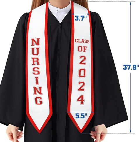 Vansolinne 2024 Nurse Graduation Stole Class of 2024 Nursing School Graduate Sash Nurse RN Graduation Gift Idea in Kuwait