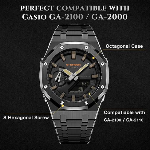 إكسسوارات بديلة لسوار الساعة المعدنية Ritche GA2100 متوافقة مع ساعات Casioak GA-2100 / GA-2110 للرجال in Kuwait