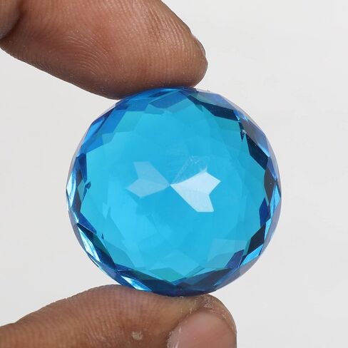 gemhub Blue Topaz 45.80 Carat Round Shaped Crystal Loose Gemstone for Jewelry Making, gemstone, brazilia- blue topaz in Saudi Arabia