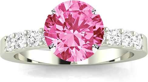 Classic Prong Set Diamond Engagement Ring with a 1 Carat Pink Sapphire Heirloom Quality Center in Saudi Arabia