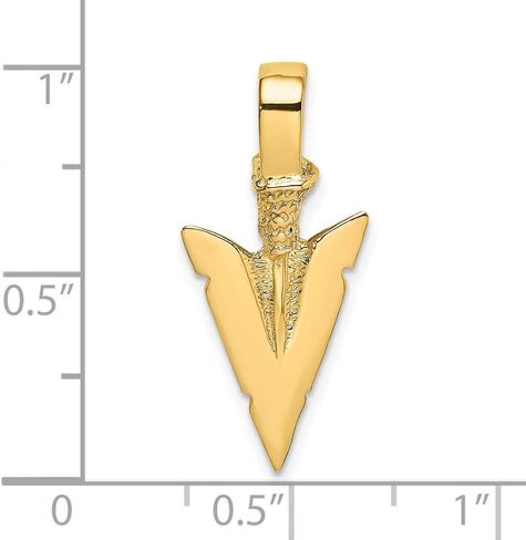 Solid 14k Yellow Gold 3-D ARROWHEAD Charm Pendant - 32mm x 12mm in Saudi Arabia