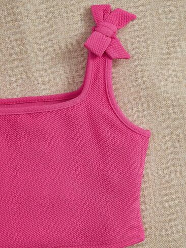 OYOANGLE Girl's Tie Shoulder Sleeveless Square Neck Tank Top Casual Solid Plain Slim Fit Crop Cami Tops in Saudi Arabia
