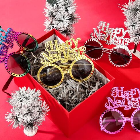 يويول مجموعة نظارات شمسية مضحكة للعام الجديد لعام 2023 مناسبة كهدية في حفلات رأس السنة الصينية الجديدة للاطفال والكبار ولوازم حفلات السنة القمرية والربيع، 4 انماط من 12 قطعة in Kuwait