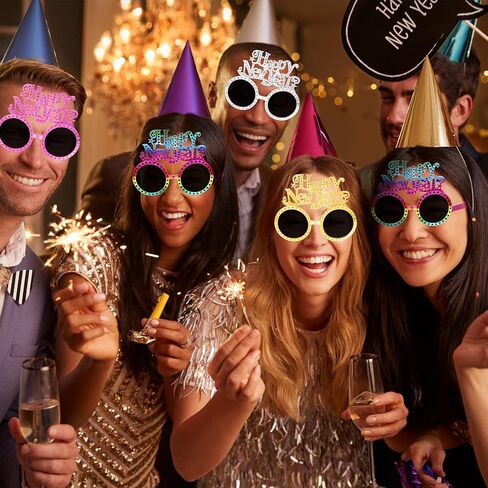 يويول مجموعة نظارات شمسية مضحكة للعام الجديد لعام 2023 مناسبة كهدية في حفلات رأس السنة الصينية الجديدة للاطفال والكبار ولوازم حفلات السنة القمرية والربيع، 4 انماط من 12 قطعة in Kuwait