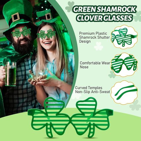 نظارات شامروك الشمسية نظارات سانت باتريك النهارية، نظارات خضراء بظلال البرسيم نظارات سانت باتريك للنساء والرجال in Kuwait