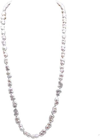 JYX Pearl Long Strand Necklace 8-12mm White Baroque Freshwater Cultured Pearl Necklace 34" in Saudi Arabia