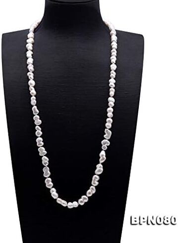 JYX Pearl Long Strand Necklace 8-12mm White Baroque Freshwater Cultured Pearl Necklace 34" in Saudi Arabia