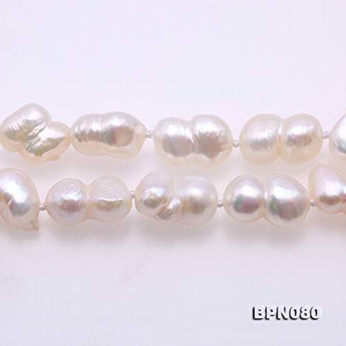 JYX Pearl Long Strand Necklace 8-12mm White Baroque Freshwater Cultured Pearl Necklace 34" in Saudi Arabia