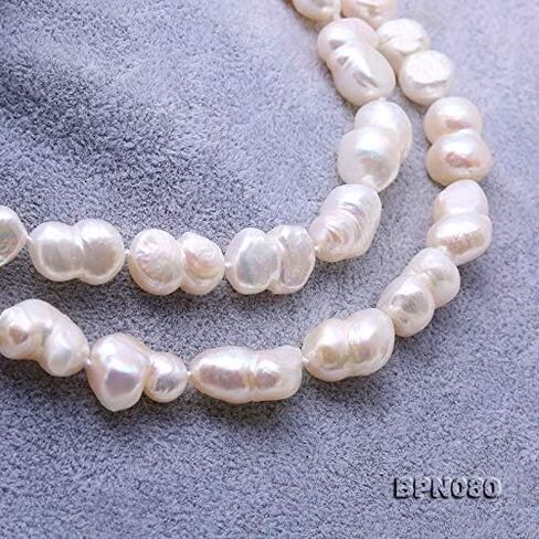JYX Pearl Long Strand Necklace 8-12mm White Baroque Freshwater Cultured Pearl Necklace 34" in Saudi Arabia