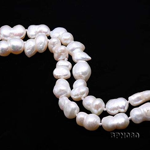 JYX Pearl Long Strand Necklace 8-12mm White Baroque Freshwater Cultured Pearl Necklace 34" in Saudi Arabia