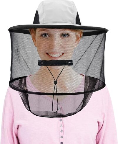 ACBungji رئيس صافي قبعة قابلة للإزالة الشمس النحل سفاري علة القبعات مع المعاوضة لصيد الأسماك والصيد والبستنة في الهواء الطلق حماية من الأشعة فوق البنفسجية in Kuwait