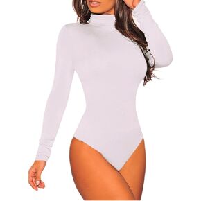 Doklens Womens Sexy Turtleneck Bodysuit Long Sleeve Bodycon Bodysuit Leotard Top