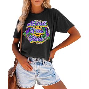 Mardi Gras Shirt for Women Fat Tuesday Shirts Carnival Themed Mardi Gras Outfit Holiday Tee Tops in Saudi Arabia