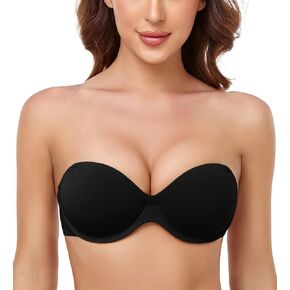 JOATEAY Women's Push Up Padded Strapless Plunge Underwire Balconette Tshirt Bra Convertible Strap