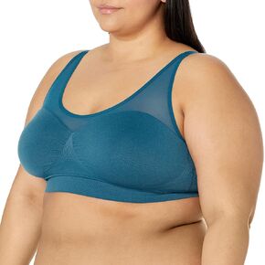 Rhonda Shear Women's Plus Size Seamless Bra with Mesh Neckline