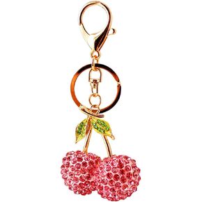 SEADEAR Cherries Keychain, Rhinestones Cherries Pendant Keychain For Car Keys, Wallet Keychain For Backpack Ornament