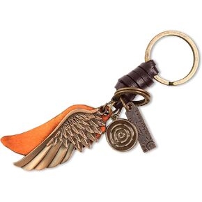 AuPra Angel Wings KeyChain Gift Women & Men Leather KeyRing Home Car Door Keys Holder Dive Safe Ladies Present