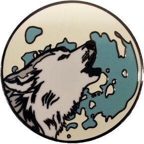 White Wolf Howling at The Moon, Glow in The Dark 1.25" Enamel Pin