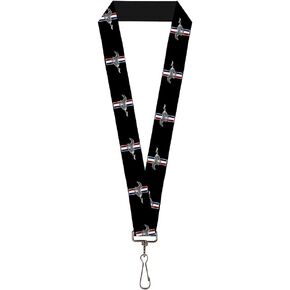 Buckle Down Lanyard-1.0"-Ford Mustang W/Bars Logo Repeat