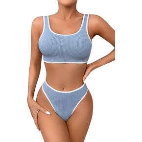 Women's Cute Two Piece Lingerie Set Wireless Bra and Thong Panty Set