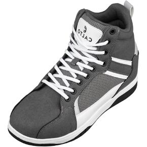 CALTO Men's Invisible Height Increasing Elevator Trainer Shoes - Lace-up Fashion High-Top Sneakers - 3.2 Inches Taller