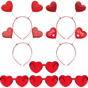 8 قطع من عصابات الرأس والنظارات الشمسية على شكل قلب عيد الحب، 4 قطع من قبعات الرأس و4 قطع من النظارات لحفلات عيد الحب التنكرية in Kuwait