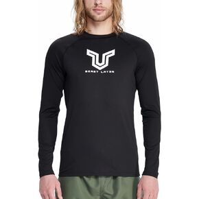 HUGE SPORTS Men's Quick Dry UPF 50+ Solid Rash Guard Shirt Long Sleeve Swim Shirts UV Protection Sun Tee Beast Layer
