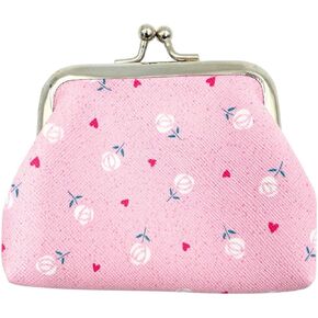 Kiss-Lock Coin Purse for Women, Girls, Kids - Cute Change Purses - Small Coin Pouch - Mini Change Holder - Tiny Coin Wallet (Strawberry)