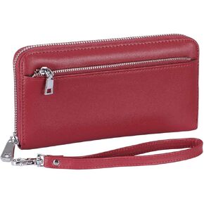 محافظ جلدية XEYOU للنساء RFID بسحاب حول حامل بطاقة الائتمان ومحفظة الهاتف المحمول للنساء (أزرق) in Kuwait