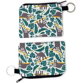 Cute Animal Sloth Coin Purses Water Resistant Mini Wallet Change Holders Credit Cards Key Storage Bag Coin Pouch(2Packs)
