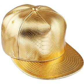 PU Leather Flat Brim Baseball Cap, Adjustable Hip-pop Snapback Hat, Sun Protection Outdoor Sport Caps