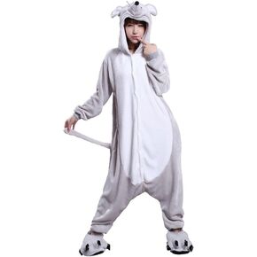 FashionFits Unisex Hoodie Jumpsuit Mouse Costume Pyjama Cosplay Sleepwear Gray XL