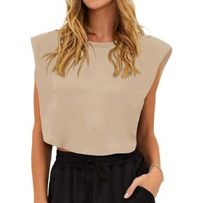 Tankaneo Women's Cap Sleeve Cropped Tank Tops Summer Side Slit Crop T-Shirts Casual Crew Neck Solid Short Basic Tees in Saudi Arabia