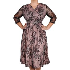Women Vintage Floral Lace Wedding Party Formal Evening Cocktail 3/4 Long Sleeve Plus Size Dress in Saudi Arabia