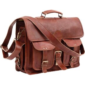Handmade Leather Messenger Laptop Computer Satchel Distressed Bag (13" X 18") Stylish Backpack and Briefcase Bag for Men
