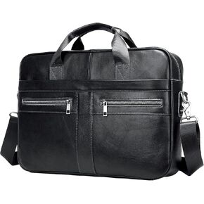 REALON Genuine Leather Briefcase for Men, Laptop Computer Shoulder Bag With Strap, 15.6 Inch Business Travel Work Handbag in Kuwait