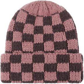 CORIRESHA Outdoor Plaid Beanie Cuff Unisex Winer Warm Soft Knit Hat
