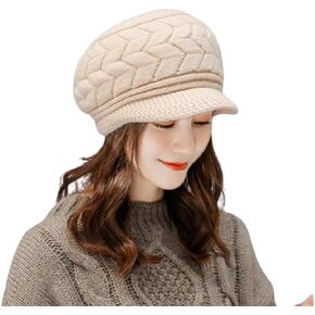 Snadulor Women Winter Warm Knit Hat Slouchy Beanie Cap with Visor. in Kuwait