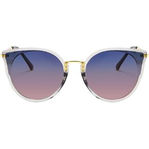 FEISEDY Vintage Polarized Cat Eye Sunglasses for Women Oversized Round Sunglasses Anti Glare B7000