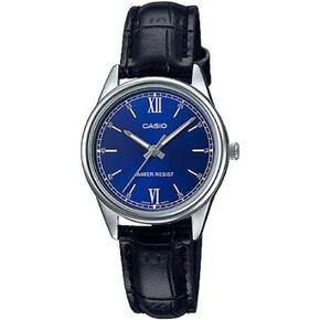 Casio LTP-V005L-2B Women's Standard Analog Black Leather Band Blue Dial Watch