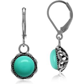 Silvershake Genuine or Created Stones 925 Sterling Silver Filigree Leverback Drop Dangle Earrings Jewelry for Women