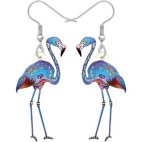 BONSNY Dangle Cute Pink Flamingo Earrings Birds Novelty Hypoallergenic Jewelry For Women Girl Kids Gifts
