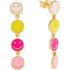 اقراط متدلية ملونة بتصميم وجه مبتسم سعيد - دلايات دائرية متعددة الالوان، اقراط سمايلي عصرية لا تسبب الحساسية، لطيفة ومرحة، اقراط هدية مجوهرات، من الستانلس ستيل، لا in Kuwait