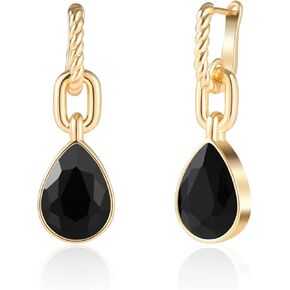 Crystals Teardrop Dangle Drop Earrings, 18K Gold Plated Hoop Earrings Zirconia Jewelry for Women Girls Gifts