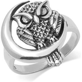 Mimi Sterling Silver Midnight Owl and Moon Ring Size 6, 7, 8, 9, 10
