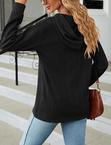 Zontroldy Women's Fall Fashion Long Sleeve Button Collar Knitted Pullover Hoodies Sweaters Sweatshirts in Kuwait