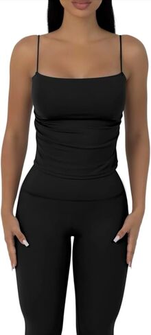 مجموعة ملابس رياضية سوداء مكونة من 3 قطع من AP WARDROBE - سروال ضيق أسود، حمالة صدر رياضية بدون أكمام مع بطانة قابلة للإزالة وعصابة رأس in Kuwait